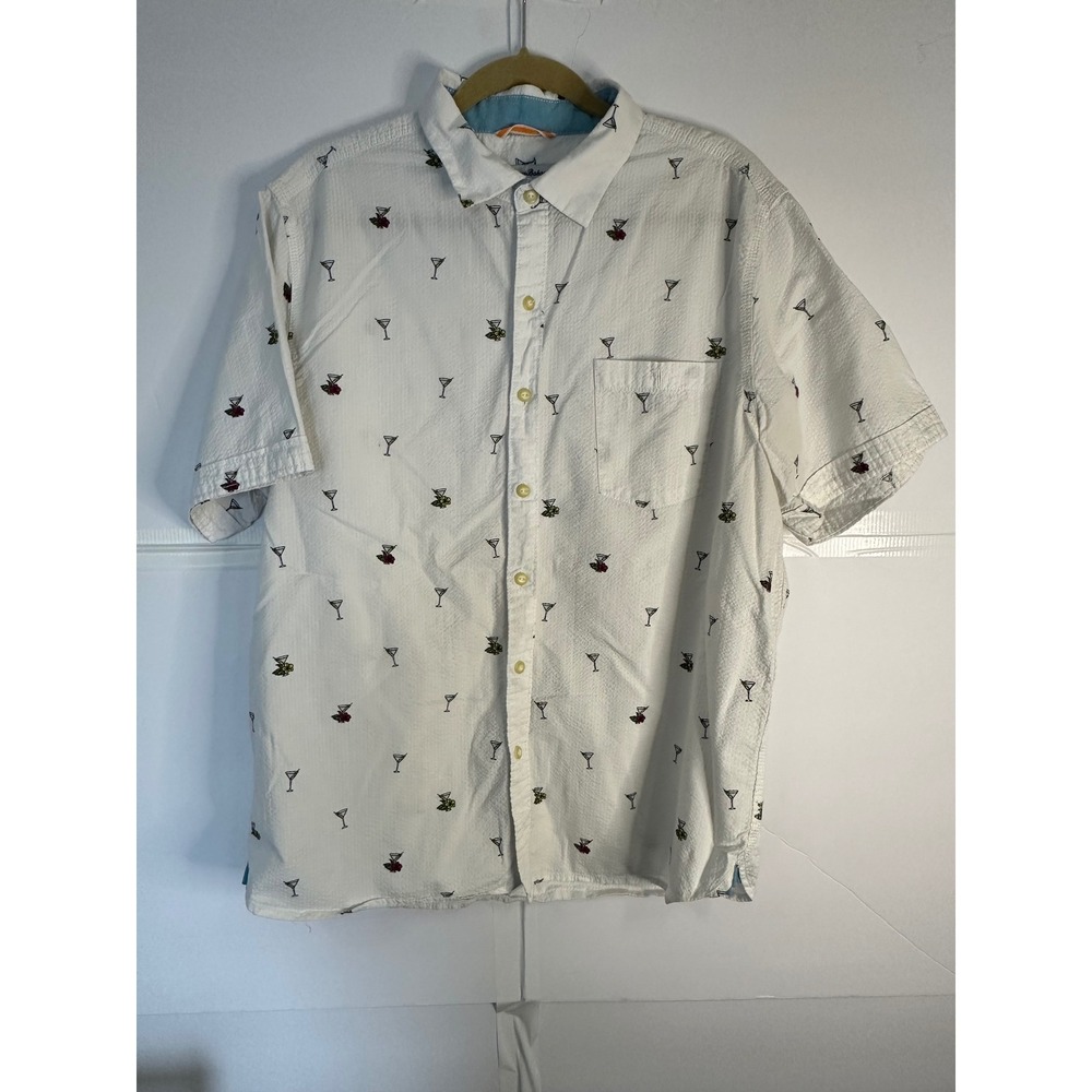 Tommy Bahama Martini Print Button Up Short Sleeve Shirt, Party, L‎